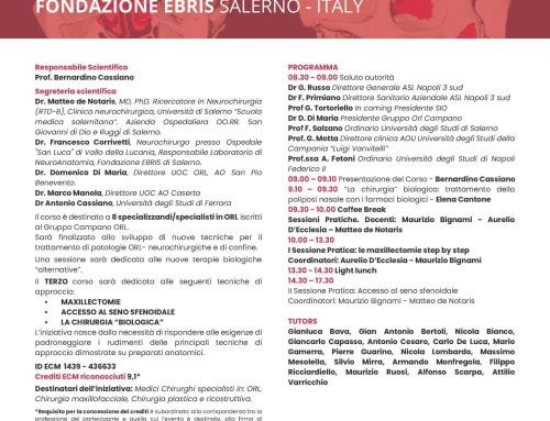 TERZA MASTERCLASS DI DISSEZIONE ANATOMICA E TERAPIA BIOLOGICA DEL GRUPPO CAMPANO ORL